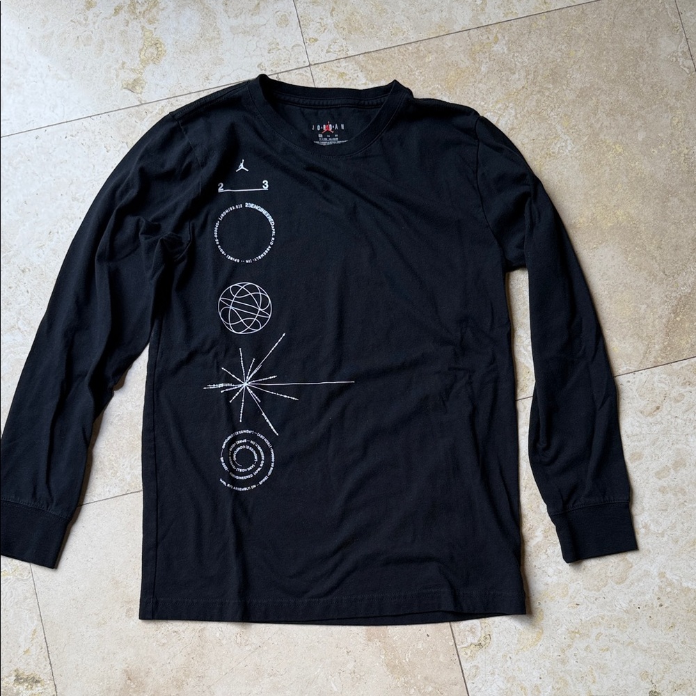 Jordan Black Long Sleeve Tee with White Symbols